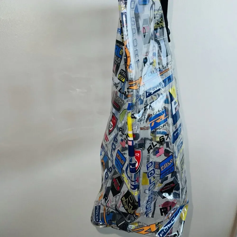 Vintage NEW Polo Sport Ralph Lauren XL Clear PVC Racing Jacket Tote Bag Mens Uni